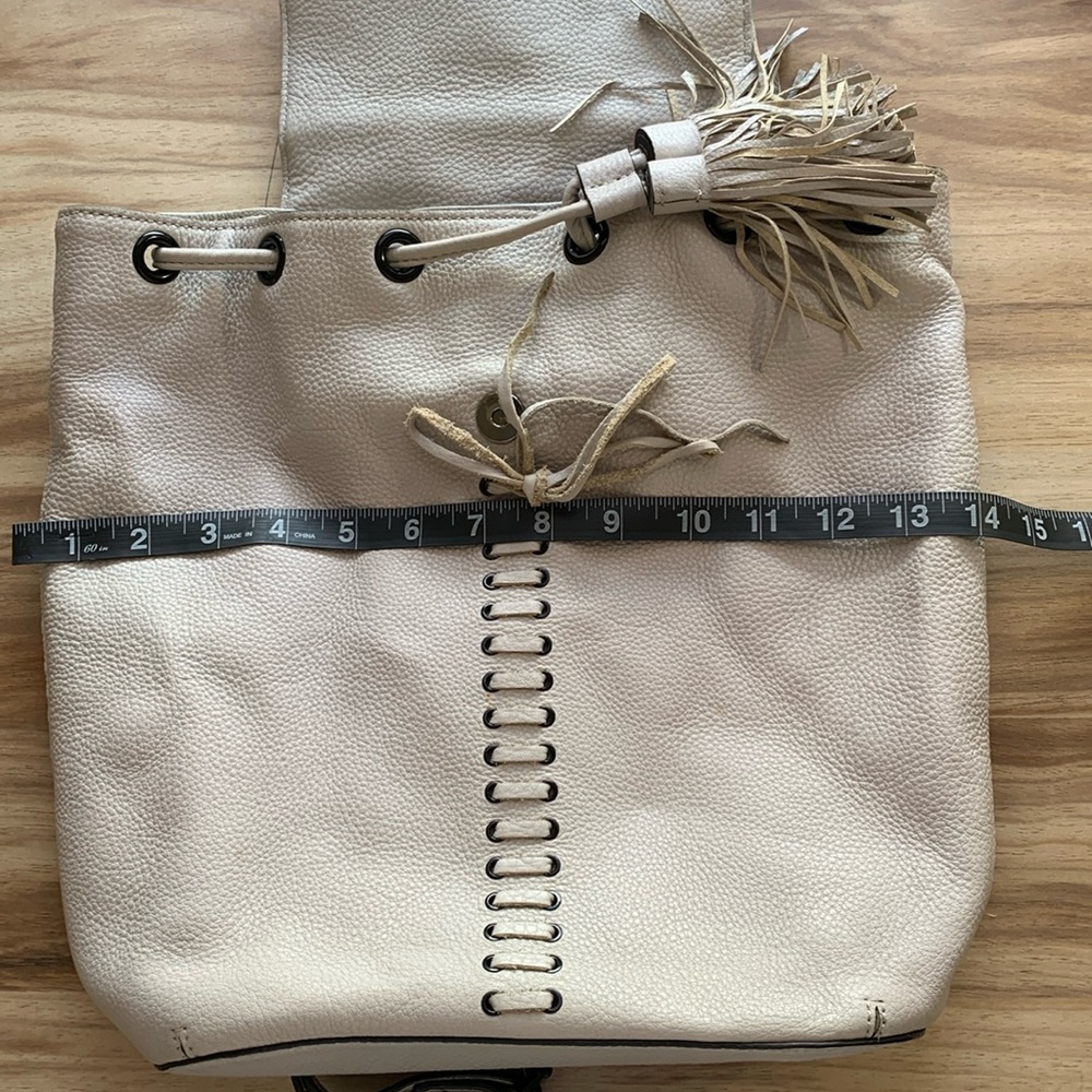 Rebecca Minkoff Backpack Leather tassel Drawstring Magnetic snap Closure Flaptop - Picture 15 of 16